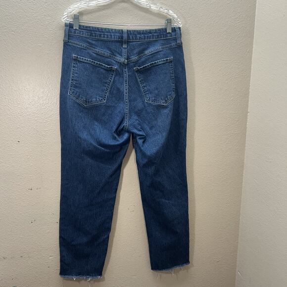 Old Navy Jeans Womens 10 Blue Denim OG Straight High Rise Medium Wash Raw Hems - Picture 5 of 5